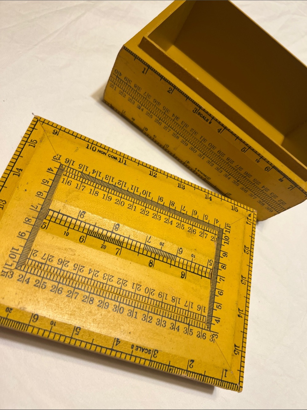 Yellow Decorative Storage Box with Ruler Design - Picture 2 of 10